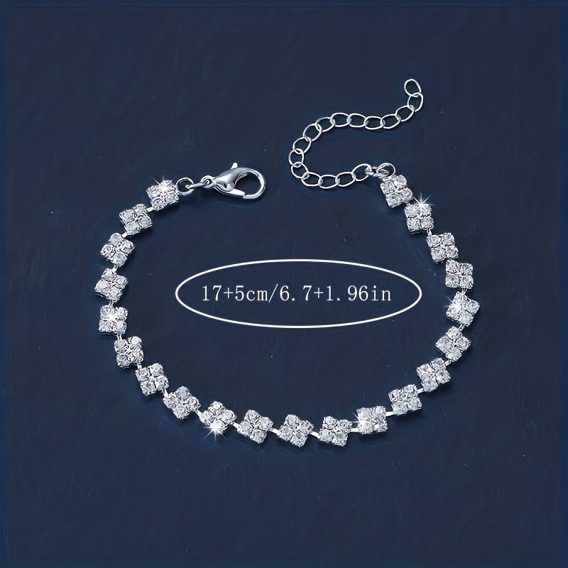Water Drill Square Claw Chain Women's Bracelet